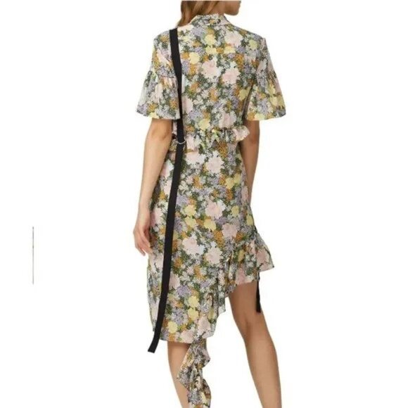 Rokh Silk Split Floral Asymmetrical Dress 4-6 - Picture 2 of 13